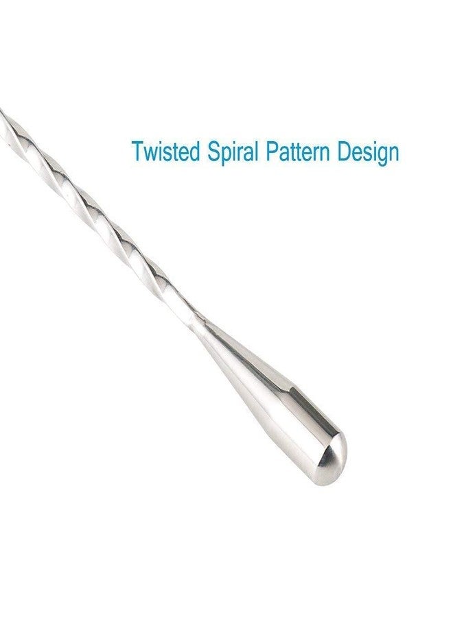 FINALITY ملعقة بار من الفولاذ المقاوم للصدأ بتصميم دمعة ملتوية مع مدقة ومطرقة من مادة PVC سوداء، مثالية لتحضير الكوكتيلات والموكتيلات - طقم من قطعتين - Image 5